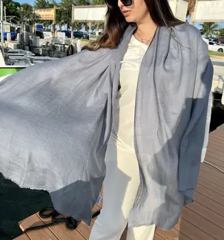 Grey Featherlight Solid Wool Scarf