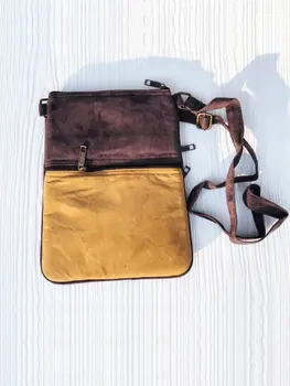 Suede Embroidered Five Zipper Cross-Body Bag