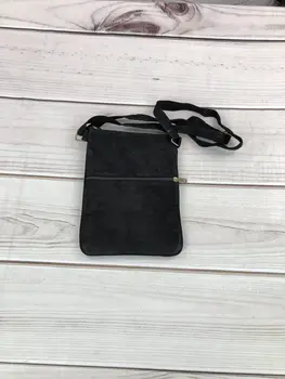 Suede Embroidered Grey and Black Five Zipper Crossbody Bag