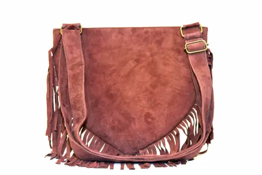 Handmade Suede Embroidered Heart Shaped Bag