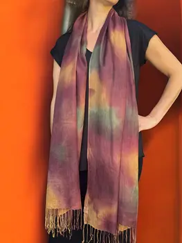 Burgundy Modal Silk Hand Painted Watercolor Scarf