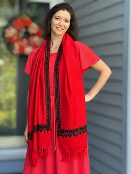 Ruby Red Embroidered Wrap