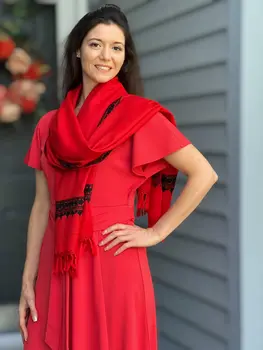 Ruby Red Embroidered Wrap