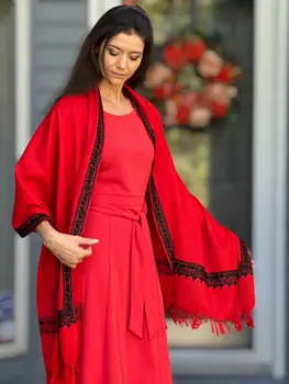 Ruby Red Embroidered Wrap