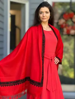 Ruby Red Embroidered Wrap