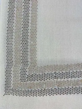 Beige and Ivory Beaded Wool and Silk Ombre Scarf / Wrap