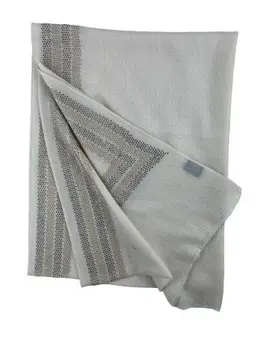 Beige and Ivory Beaded Wool and Silk Ombre Scarf / Wrap