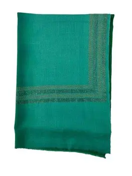 Mint Green Beaded Wool and Silk Ombre Scarf / Wrap