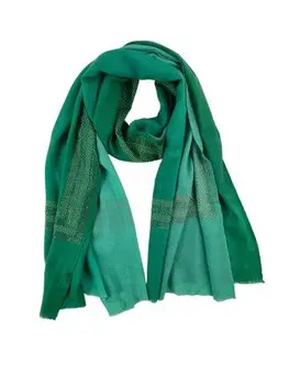 Mint Green Beaded Wool and Silk Ombre Scarf / Wrap