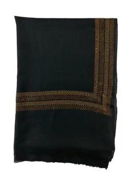 Black Beaded Wool and Silk Scarf / Wrap