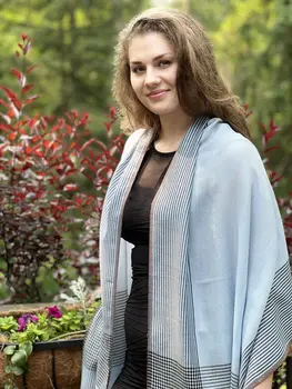 Light Blue Classic Plaid Scarf