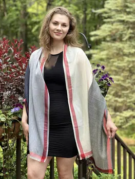 Black and White Classic Plaid Wool & Silk Scarf