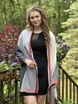 Black and White Classic Plaid Wool & Silk Scarf