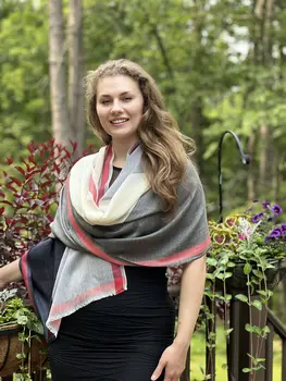 Black and White Classic Plaid Wool & Silk Scarf