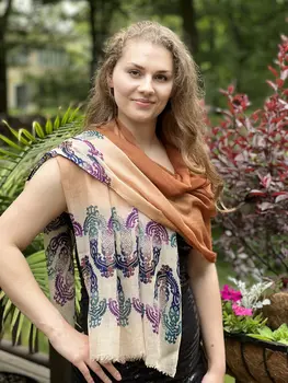 Hand Printed Rust Screen Print Scarf