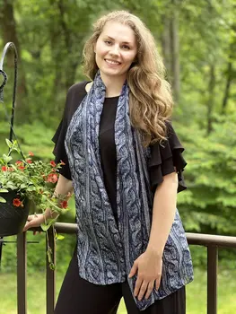 Navy Blue Silk Scarf