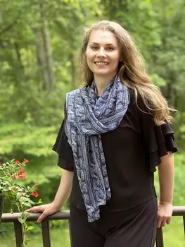 Navy Blue Silk Scarf
