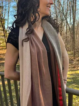 Brown Classic Plaid Herringbone Wool And Silk Scarf