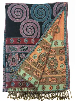 Multi-coloured Reversible Modal Jamawar Pashmina Scarf