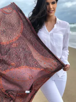 Burgundy Jamawar Pashmina Scarf