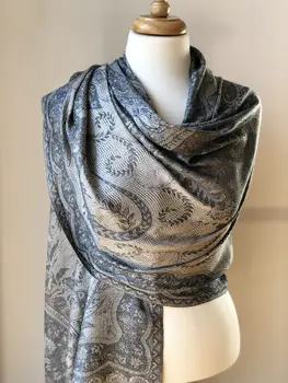 Grey Jamawar Pashmina Scarf