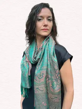 Emerald Green Jamawar Pashmina Scarf