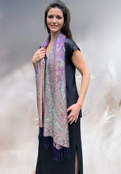 Purple Jamawar Pashmina Scarf