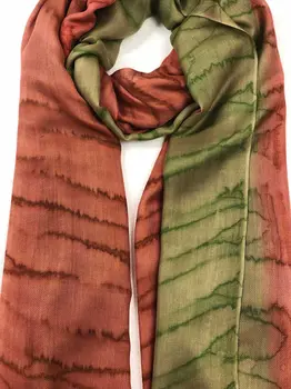 Green Modal Silk Hand Painted Watercolor Scarf