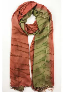 Green Modal Silk Hand Painted Watercolor Scarf