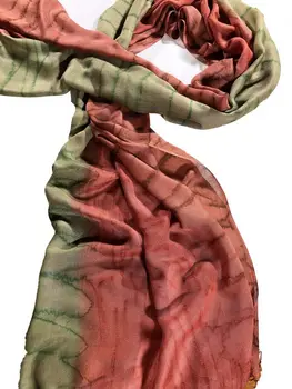Green Modal Silk Hand Painted Watercolor Scarf