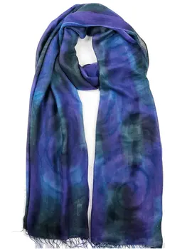 Royal Blue Modal Silk Hand Painted Watercolor Scarf