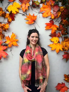 Orange Modal Silk Hand Painted Watercolor Scarf