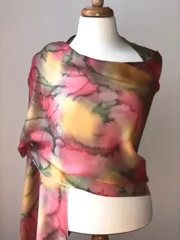 Orange Modal Silk Hand Painted Watercolor Scarf