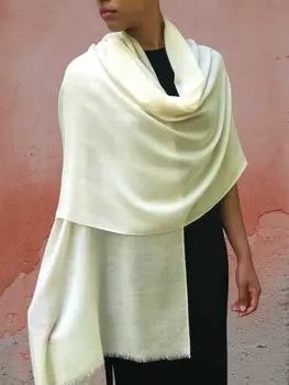 Ivory Solid Wool Lightweight Scarf