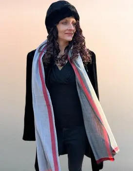 Black and White Classic Wool and Silk Plaid Scarf