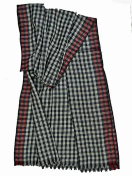 Merino Wool Black and White Gingham Check