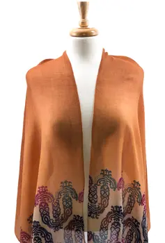 Hand Printed Rust Screen Print Scarf