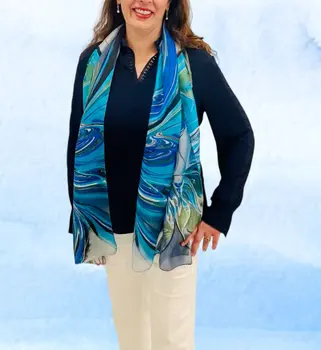 Green and Blue Silk Scarf