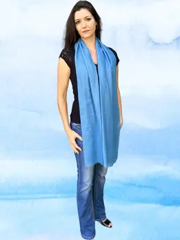 Light Blue Solid Wool Lightweight Scarf