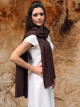 Brown Solid Wool Lightweight Scarf