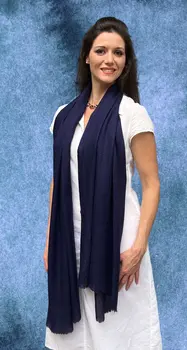 Navy Solid Wool Lightweight Scarf