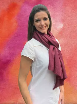 Burgundy Solid Wool Lightweight Scarf