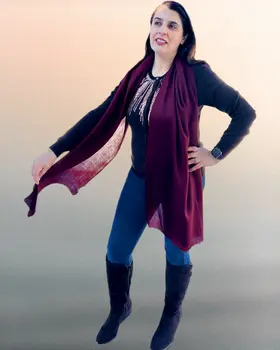 Burgundy Solid Wool Lightweight Scarf