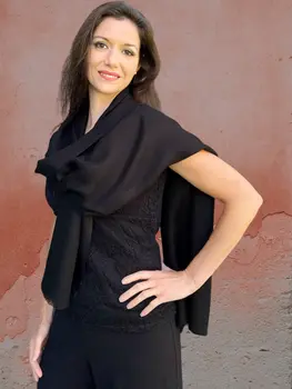 Black Solid Wool Lightweight Scarf