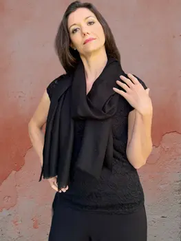 Black Featherlight Solid Wool Scarf