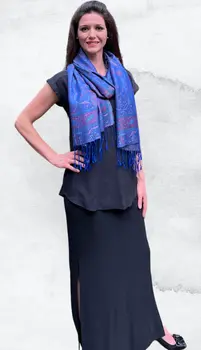 Royal Blue Modal Jamawar Pashmina Scarf