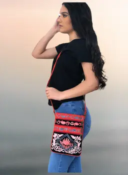 Suede Embroidered Five Zipper Cross-Body Bag