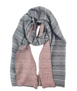 Pink and Gray Reversible Acrylic Scarf