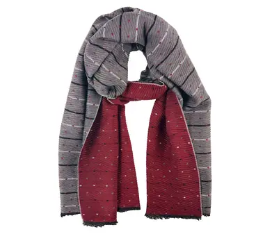 Red and Gray Reversible Acrylic Scarf