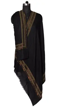 Black Beaded Wool and Silk Scarf / Wrap